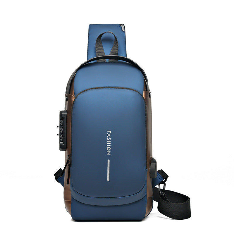 Motorcycle chest bag password anti-theft men's bag European and American fashion shoulder bag sports leisure multi-functional messenger bag business