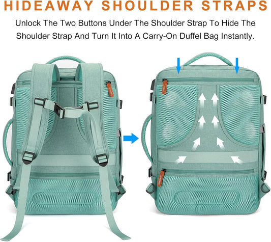 Carry On Travel Backpack for Women Men, Flight Approved Expandable Laptop Backpack Fits 17 Inch Notebook with TSA Lock & USB Cha