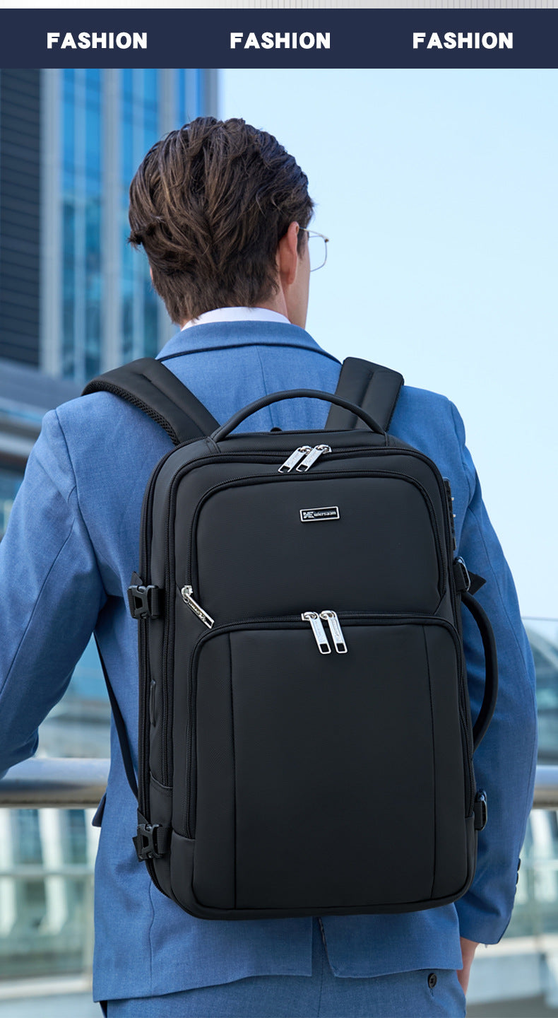 New Business Backpack for Men, Waterproof Backpack, Large Capacity, Multi-Functional Anti-Theft Computer Bag for Business Trips, Light Luxury Style for Commuting