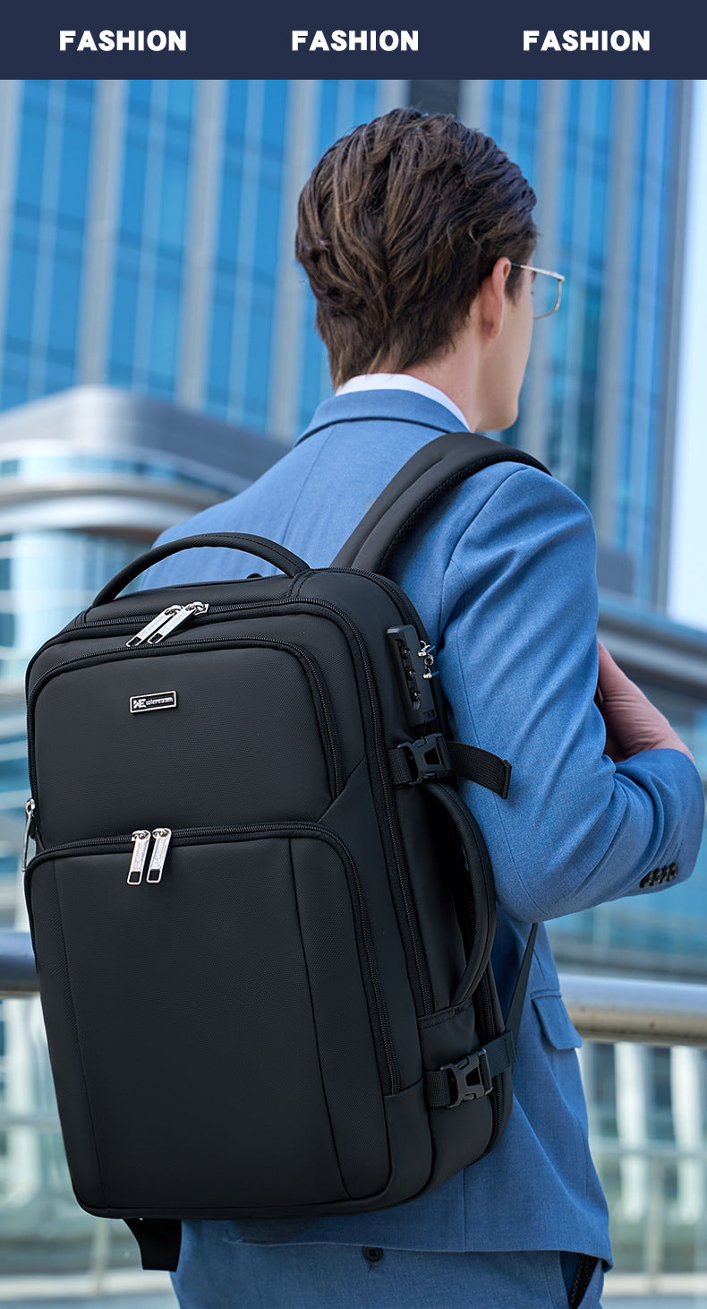 New Business Backpack for Men, Waterproof Backpack, Large Capacity, Multi-Functional Anti-Theft Computer Bag for Business Trips, Light Luxury Style for Commuting