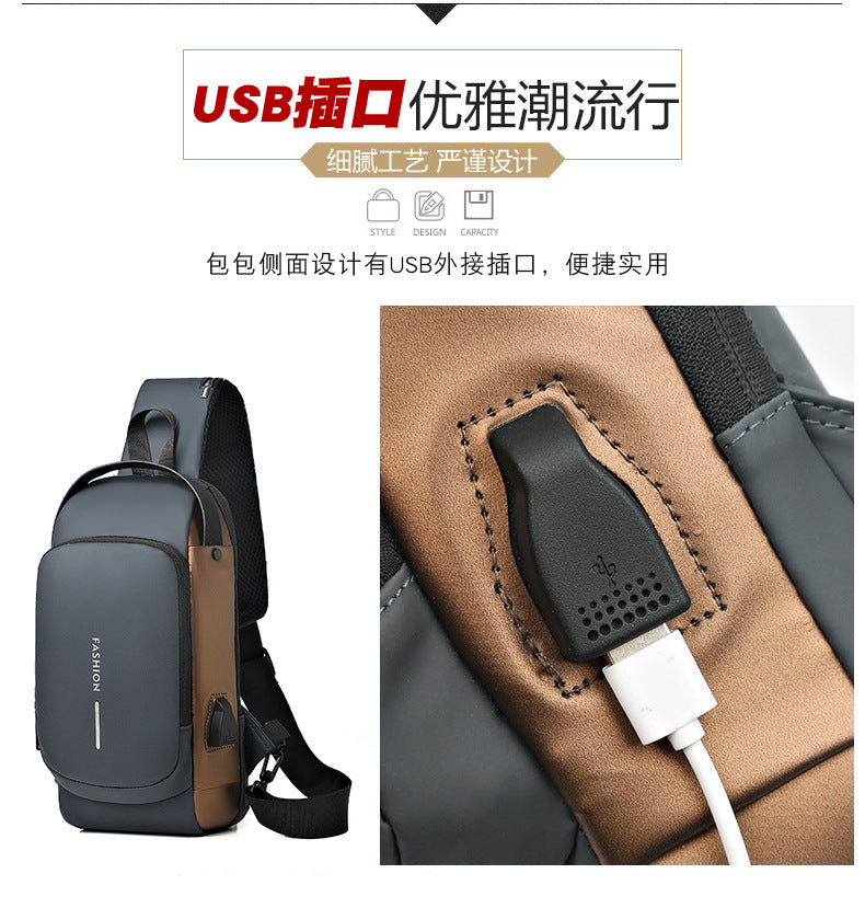 Motorcycle chest bag password anti-theft men's bag European and American fashion shoulder bag sports leisure multi-functional messenger bag business