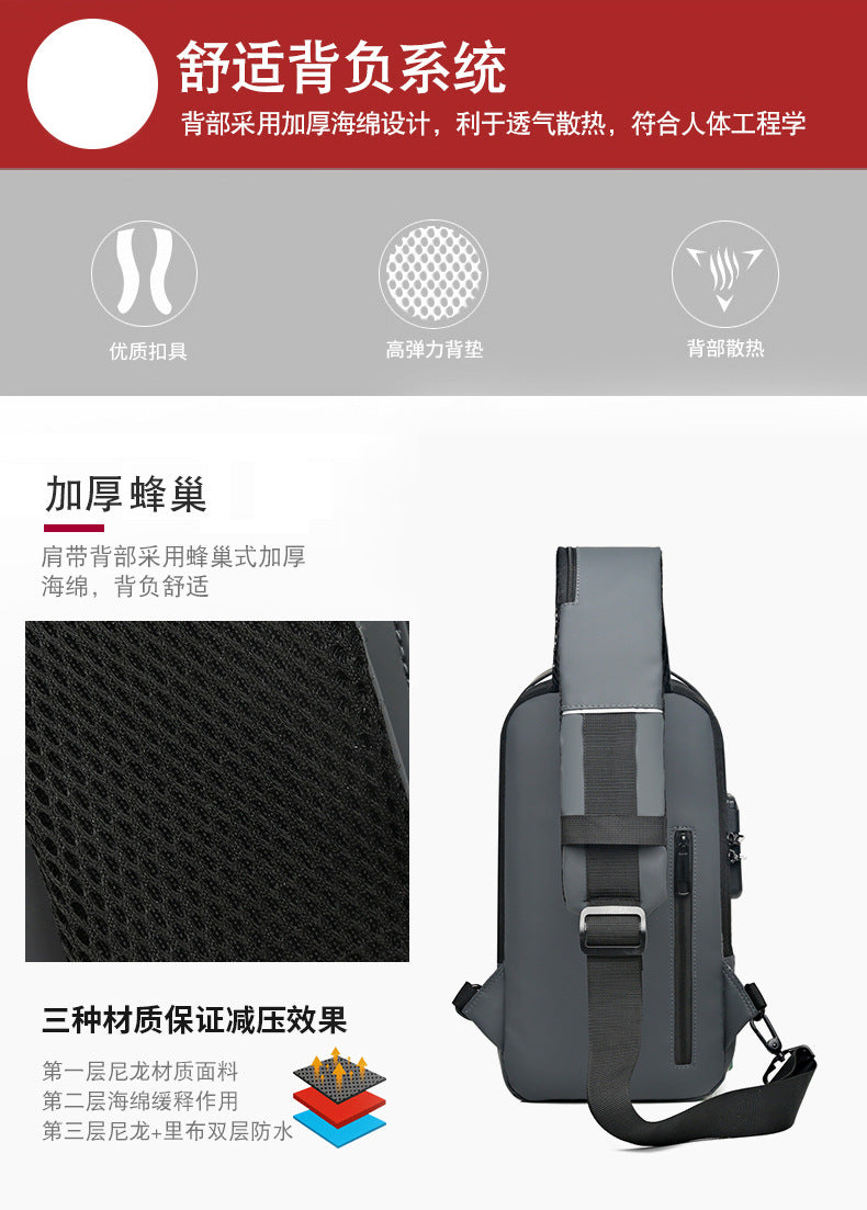 Motorcycle chest bag password anti-theft men's bag European and American fashion shoulder bag sports leisure multi-functional messenger bag business