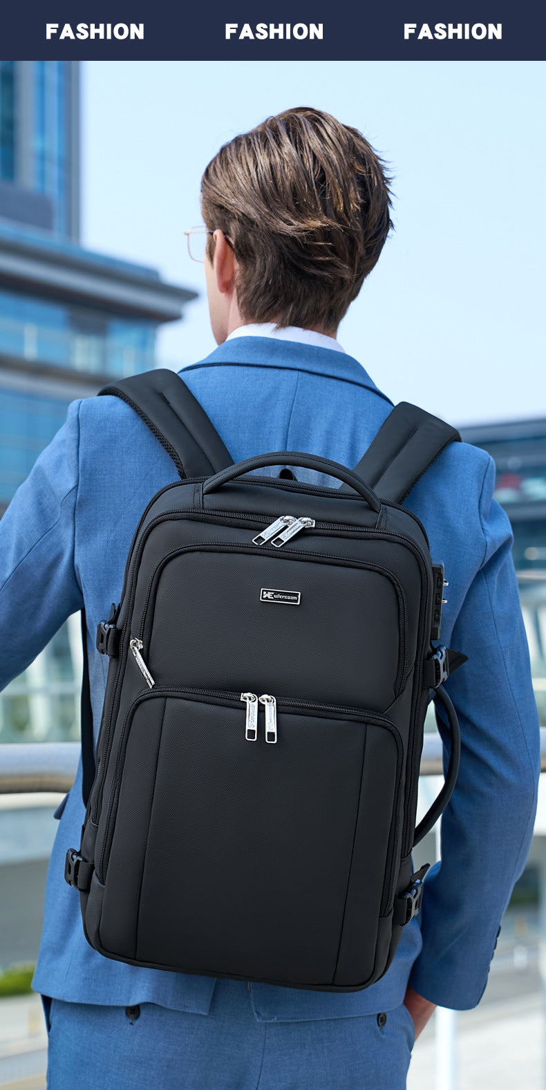 New Business Backpack for Men, Waterproof Backpack, Large Capacity, Multi-Functional Anti-Theft Computer Bag for Business Trips, Light Luxury Style for Commuting