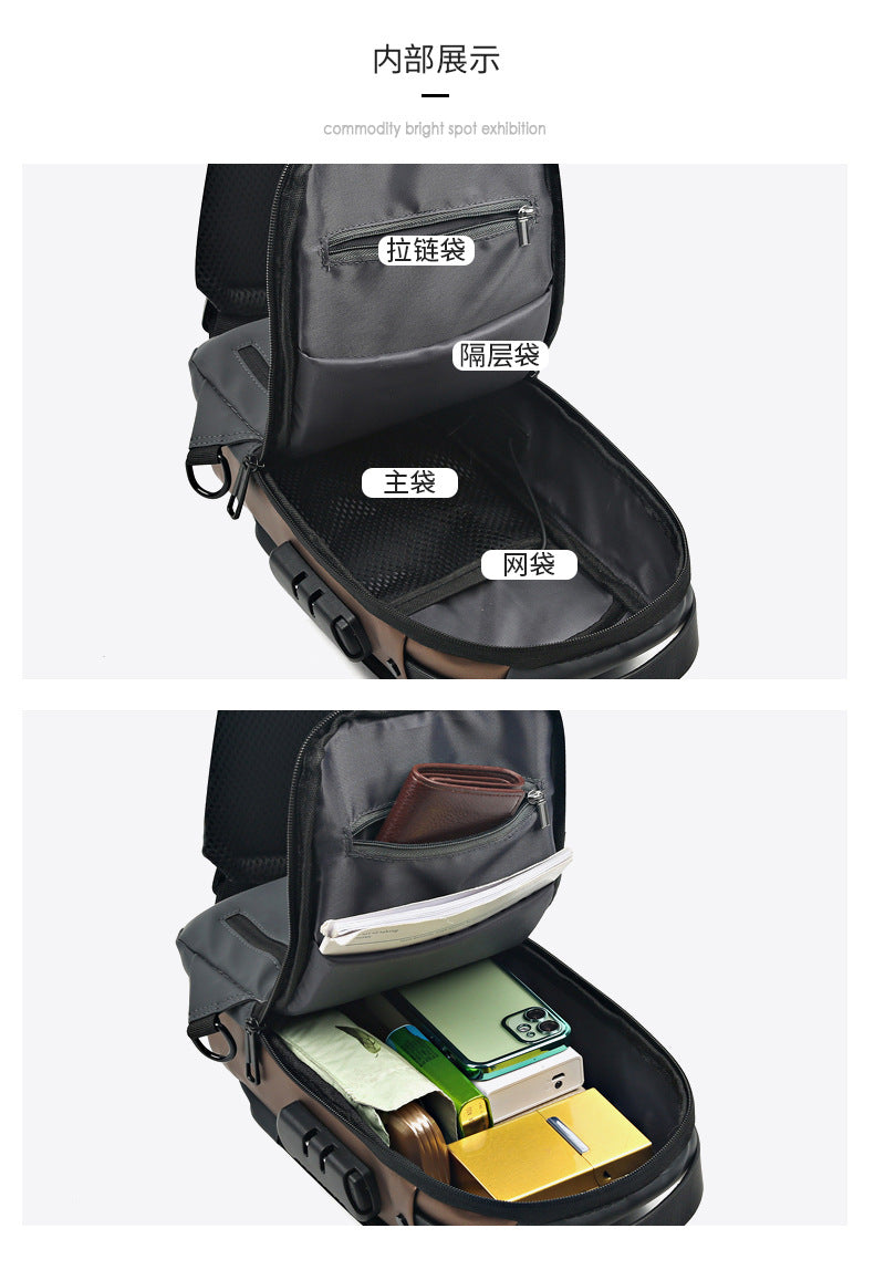Motorcycle chest bag password anti-theft men's bag European and American fashion shoulder bag sports leisure multi-functional messenger bag business