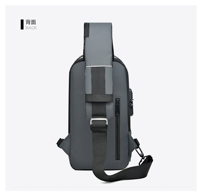 Motorcycle chest bag password anti-theft men's bag European and American fashion shoulder bag sports leisure multi-functional messenger bag business