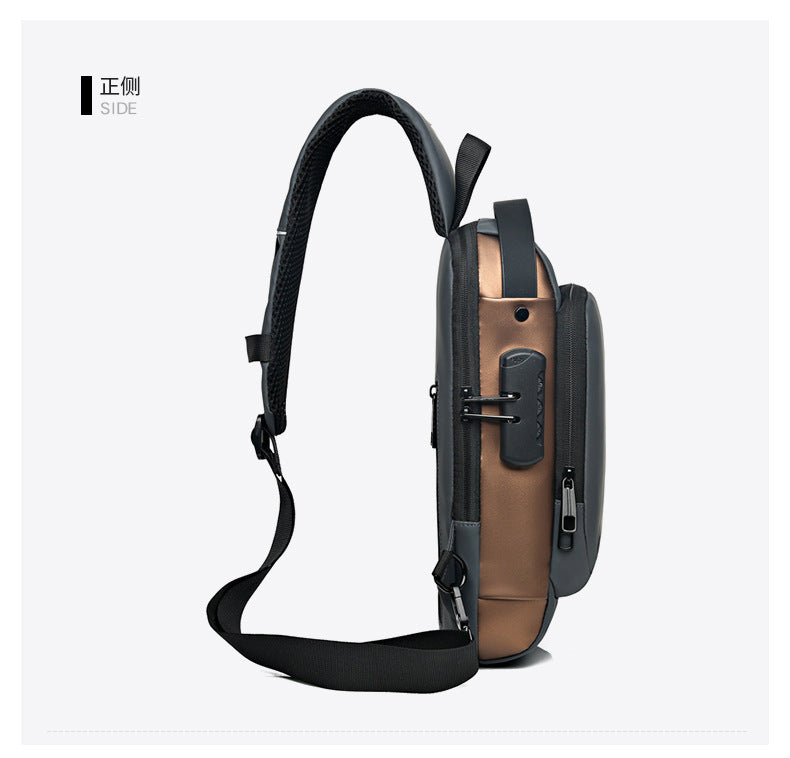Motorcycle chest bag password anti-theft men's bag European and American fashion shoulder bag sports leisure multi-functional messenger bag business