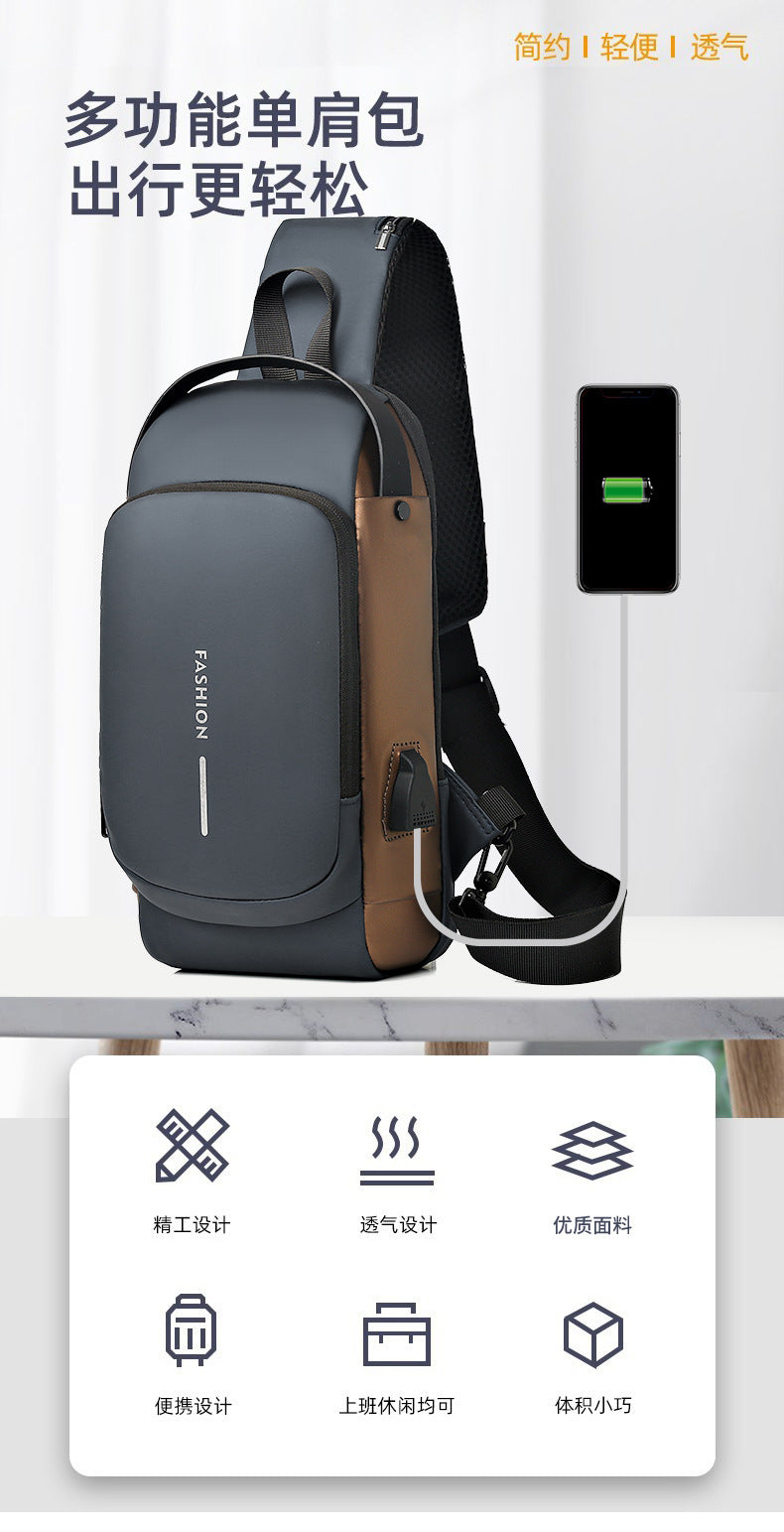 Motorcycle chest bag password anti-theft men's bag European and American fashion shoulder bag sports leisure multi-functional messenger bag business
