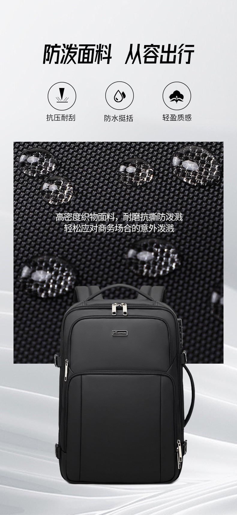 New Business Backpack for Men, Waterproof Backpack, Large Capacity, Multi-Functional Anti-Theft Computer Bag for Business Trips, Light Luxury Style for Commuting