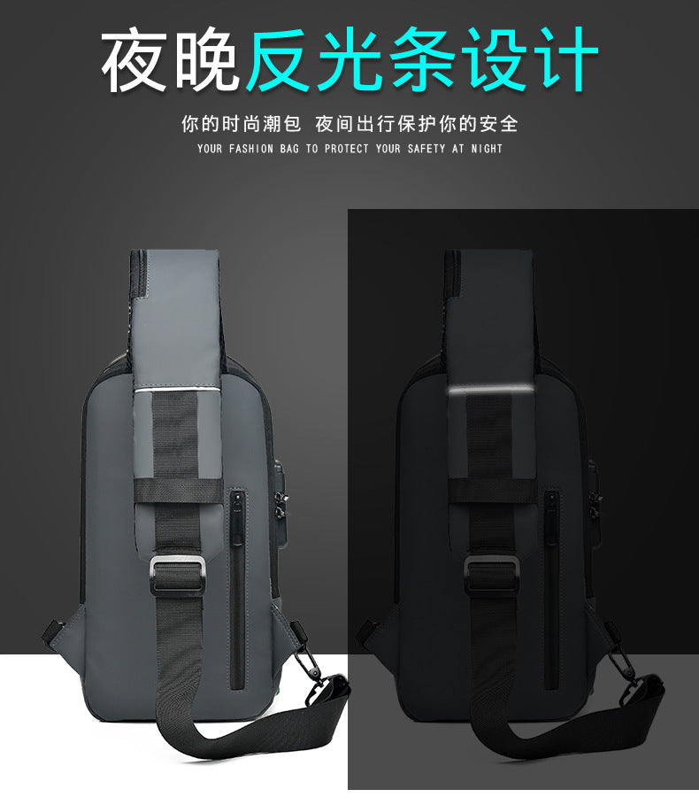 Motorcycle chest bag password anti-theft men's bag European and American fashion shoulder bag sports leisure multi-functional messenger bag business