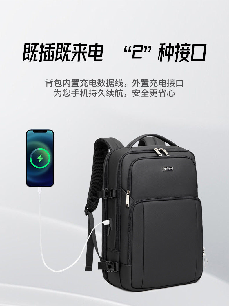 New Business Backpack for Men, Waterproof Backpack, Large Capacity, Multi-Functional Anti-Theft Computer Bag for Business Trips, Light Luxury Style for Commuting