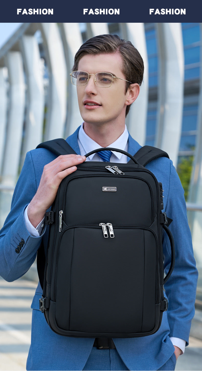 New Business Backpack for Men, Waterproof Backpack, Large Capacity, Multi-Functional Anti-Theft Computer Bag for Business Trips, Light Luxury Style for Commuting