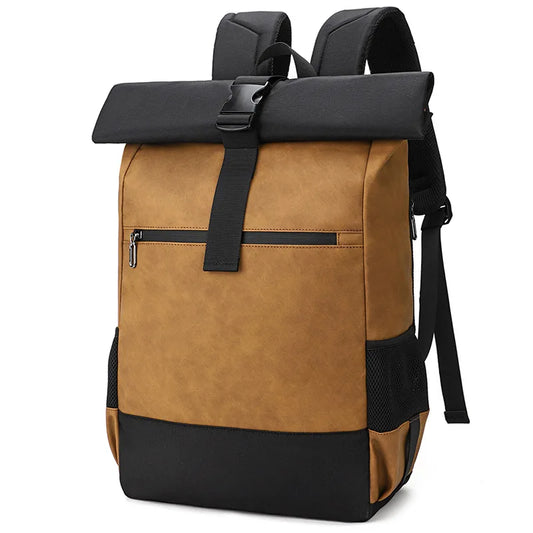 Waterproof usb Computer Backpacks Bags Lightweight PU Leather Men Luxury Roll top Rucksack for Women Men mochilas hombre рюкзак