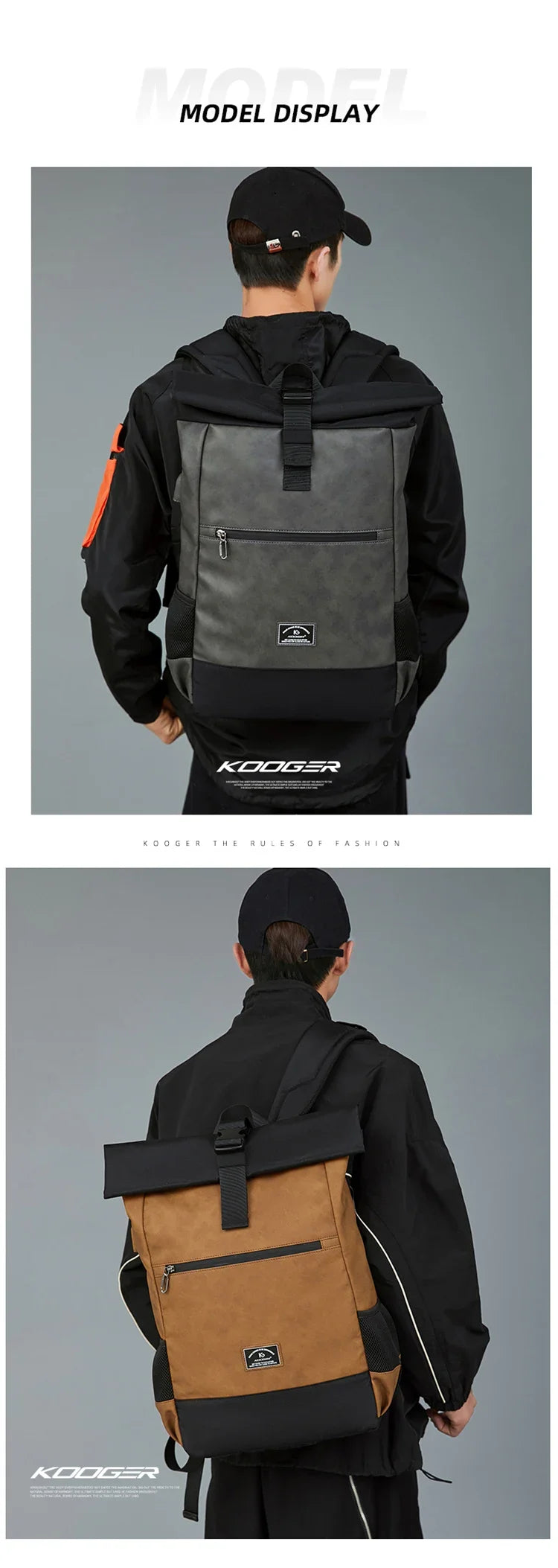 Waterproof usb Computer Backpacks Bags Lightweight PU Leather Men Luxury Roll top Rucksack for Women Men mochilas hombre рюкзак