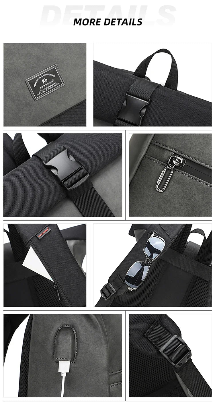Waterproof usb Computer Backpacks Bags Lightweight PU Leather Men Luxury Roll top Rucksack for Women Men mochilas hombre рюкзак
