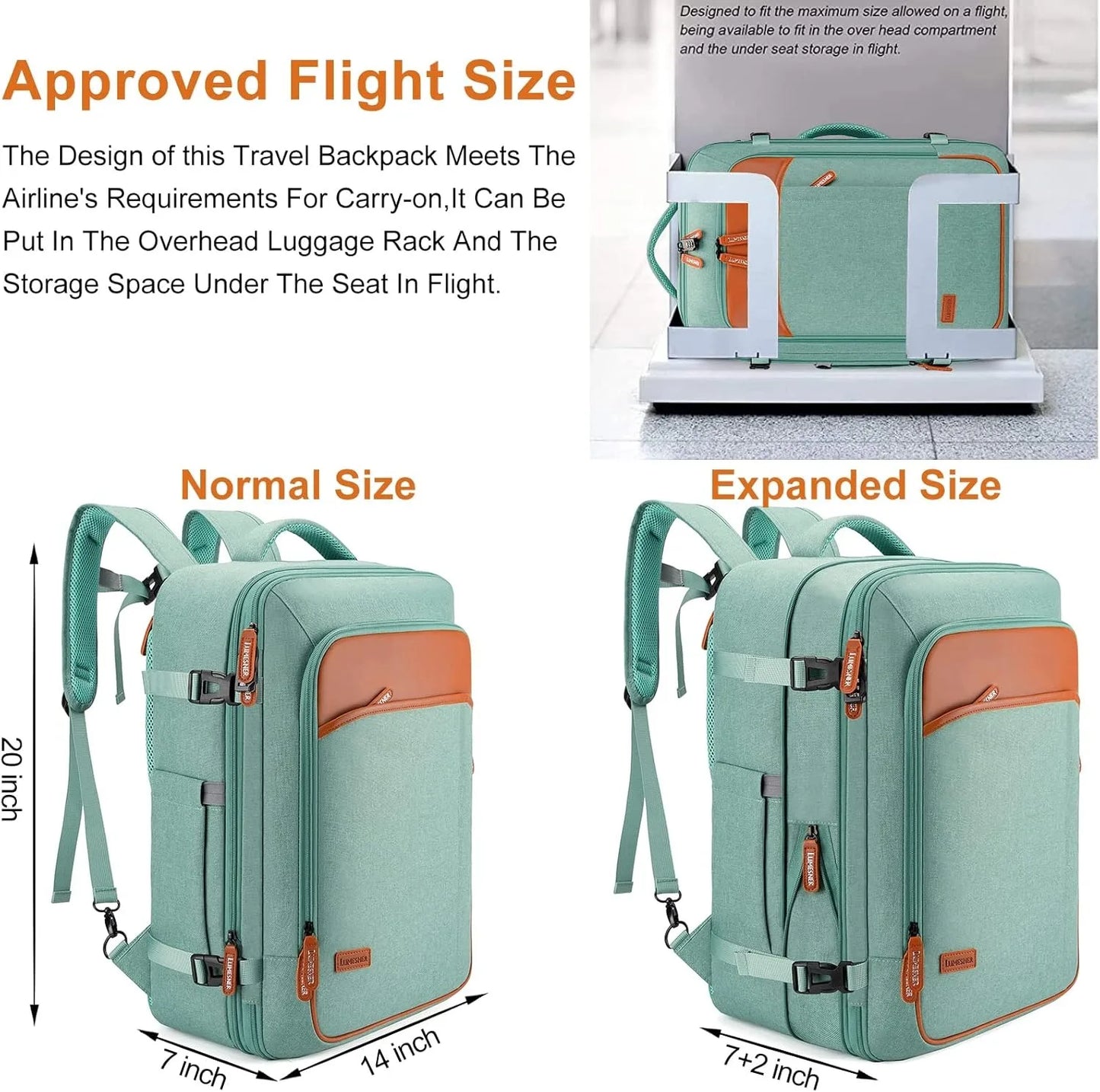 Carry On Travel Backpack for Women Men, Flight Approved Expandable Laptop Backpack Fits 17 Inch Notebook with TSA Lock & USB Cha
