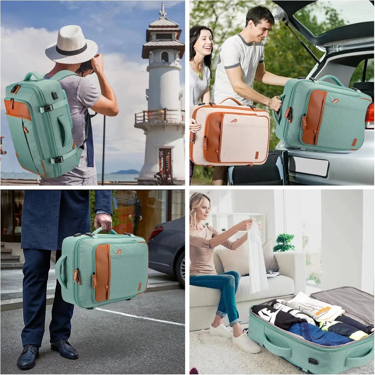 Carry On Travel Backpack for Women Men, Flight Approved Expandable Laptop Backpack Fits 17 Inch Notebook with TSA Lock & USB Cha