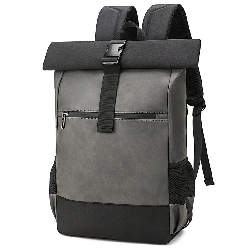 Waterproof usb Computer Backpacks Bags Lightweight PU Leather Men Luxury Roll top Rucksack for Women Men mochilas hombre рюкзак