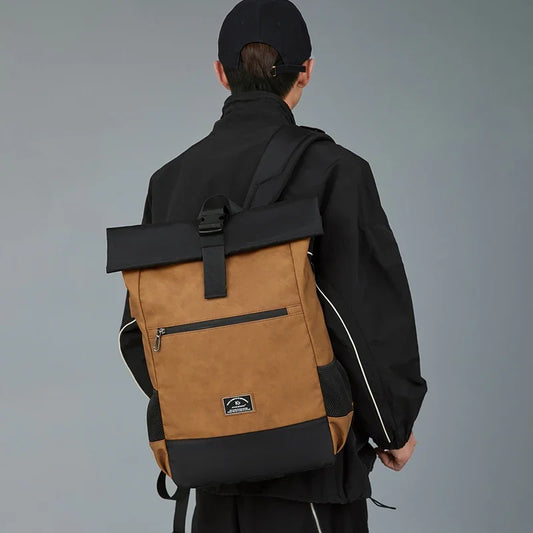 Waterproof usb Computer Backpacks Bags Lightweight PU Leather Men Luxury Roll top Rucksack for Women Men mochilas hombre рюкзак