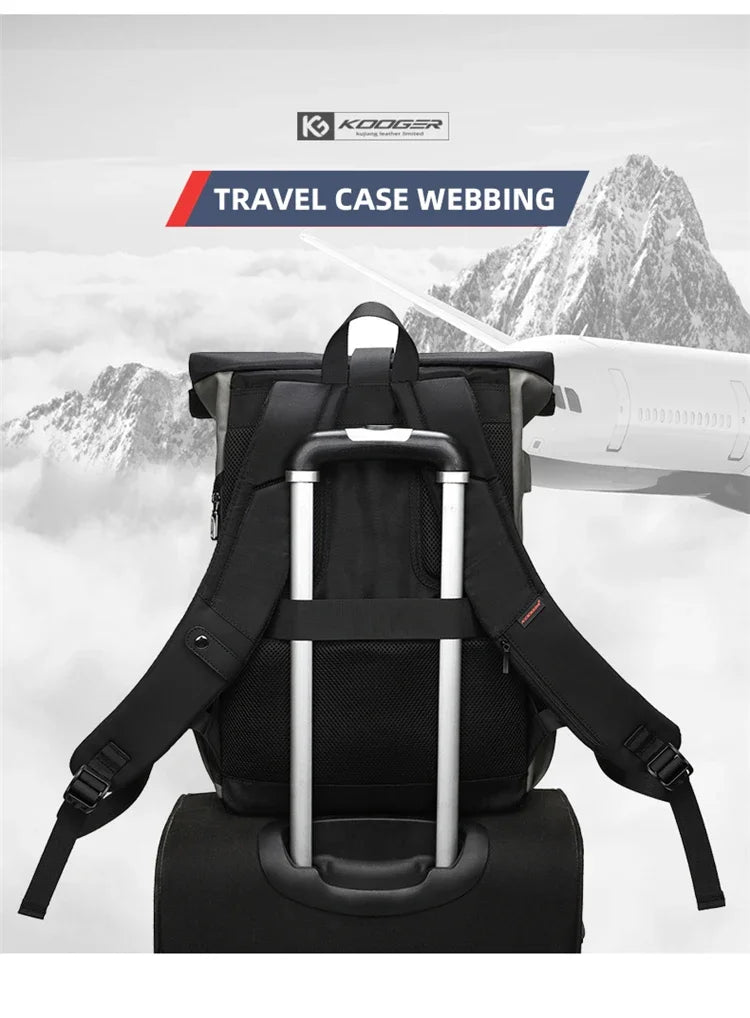 Waterproof usb Computer Backpacks Bags Lightweight PU Leather Men Luxury Roll top Rucksack for Women Men mochilas hombre рюкзак